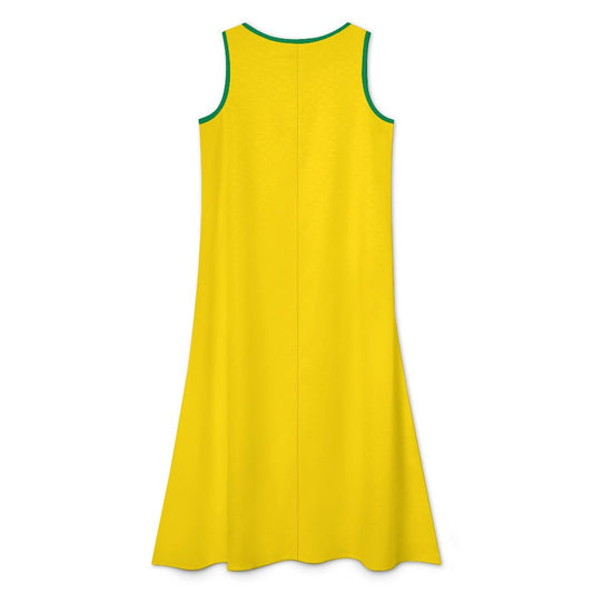 Brazil Flag Inspired Sleeveless High-Low Hem Dress