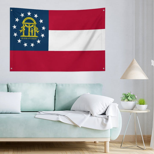 Georgia Flag Inspired Wall Mount Flag with Four Grommets (35x59 in)