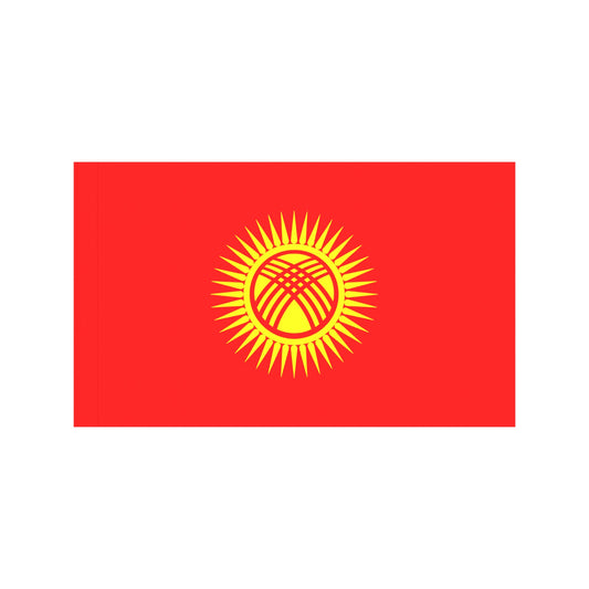 Red flag with yellow sun, Luv My Flag brand.