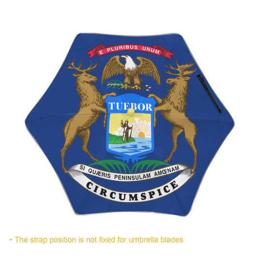 Michigan Flag Inspired Kids Safe Round Corner Umbrella