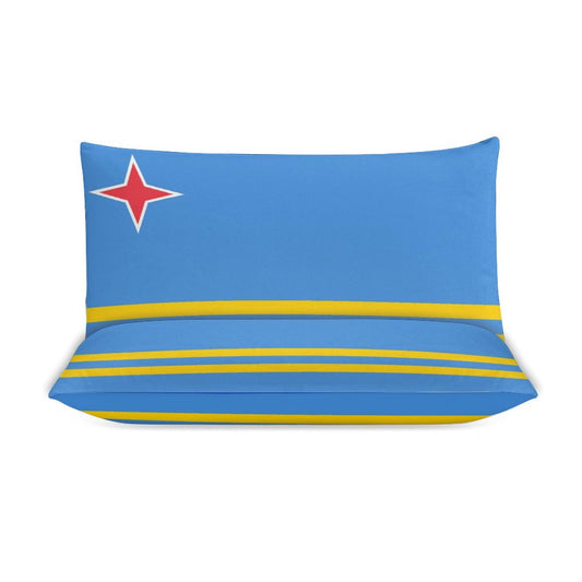 Aruba Flag Inspired 3-Piece Bedding Set (1 Duvet Cover + 2 Pillow Shams) – 102"×90"