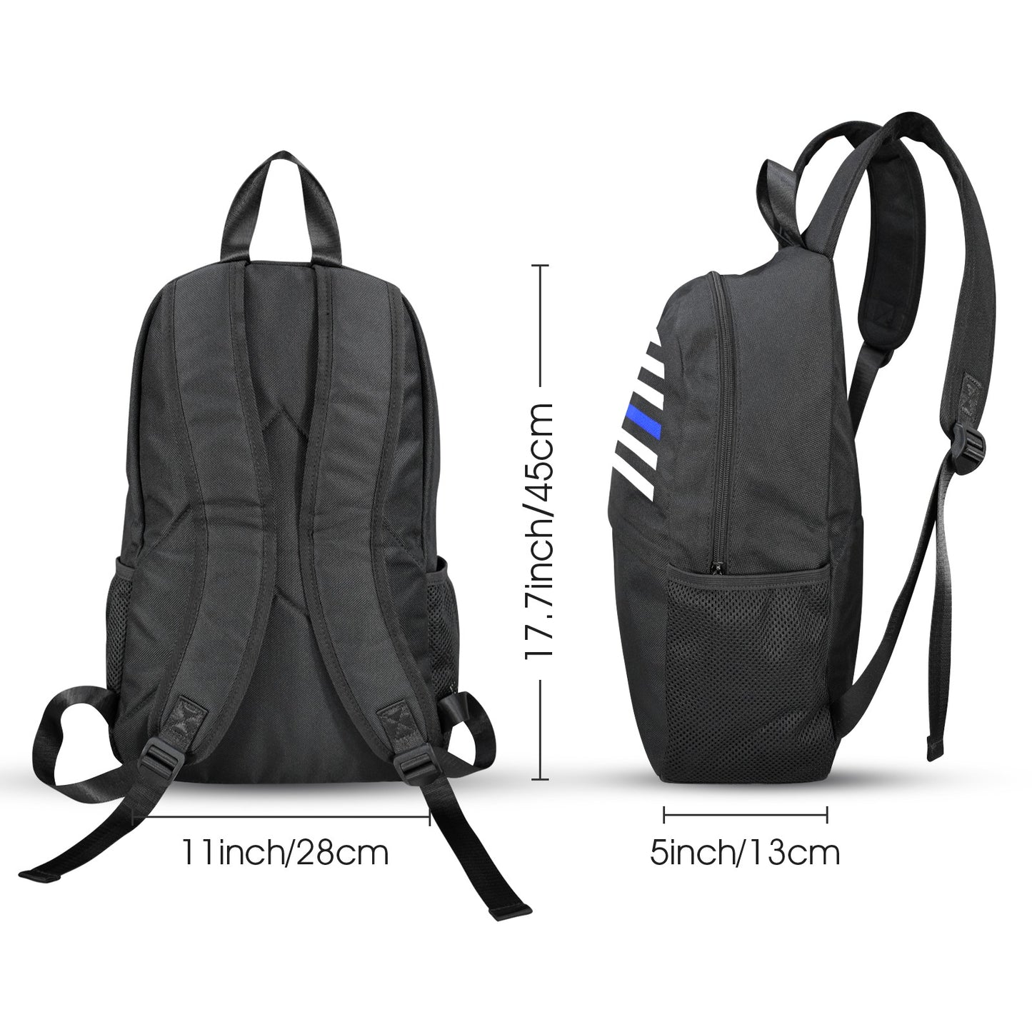 Thin Blue Line Flag Inspired Casual Backpack Printed in the USA