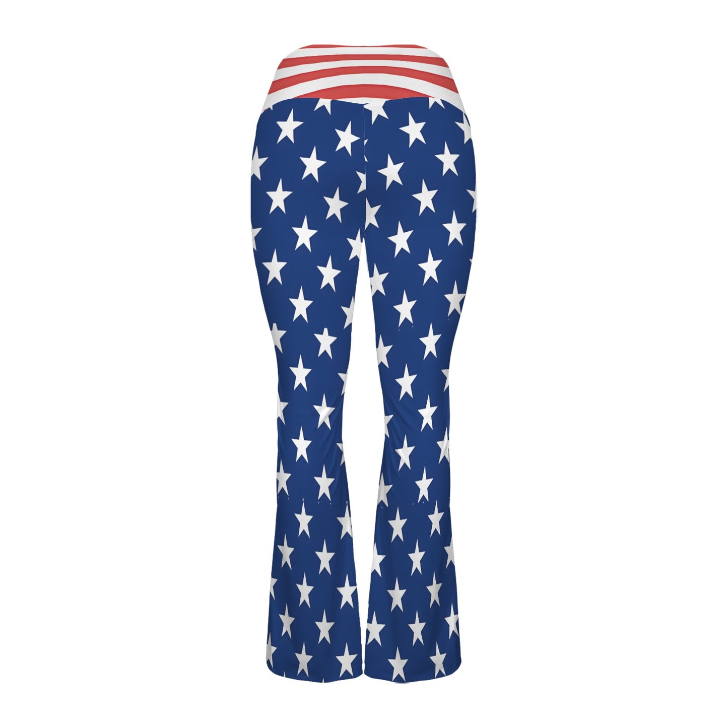 USA/American Flag Inspired Women's V-Crossover High Waisted Flare Leggings