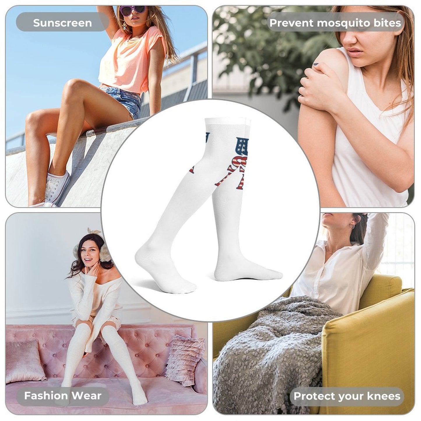 USA/American Flag "USA" Trendy Stockings(Long)