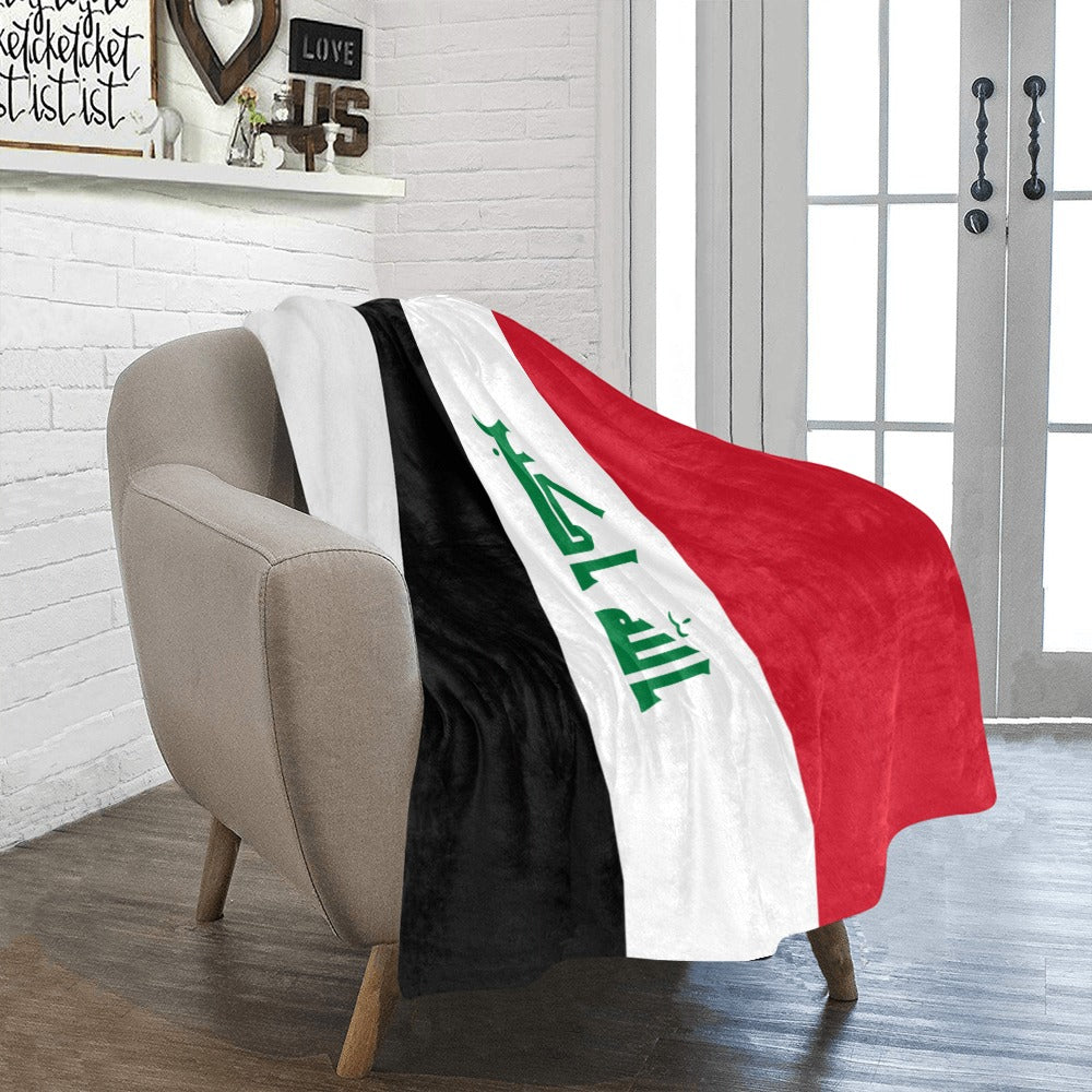 Cozy Iraqi flag blanket on chair, Luv My Flag.