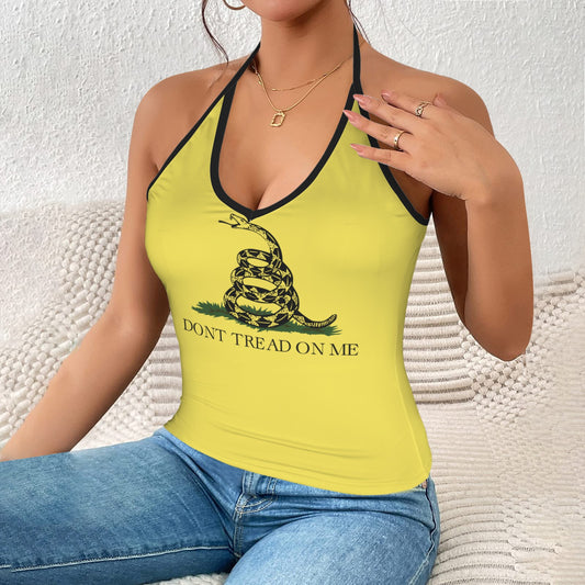 Gadsden Flag Inspired V-neck Halter Open Back Tank Top