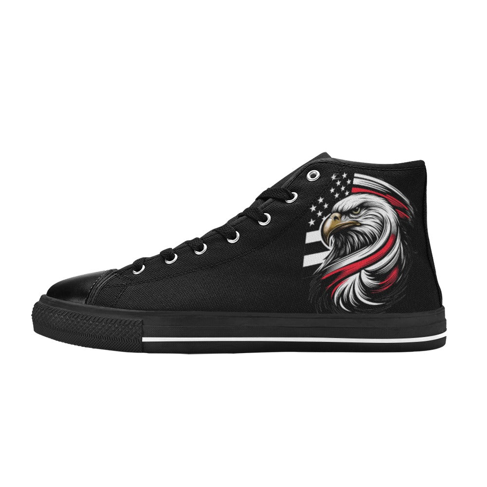 Thin Red Line Flag Eagle Mens High Top Canvas Shoes