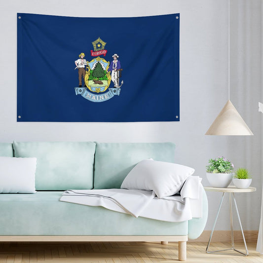 Maine Flag Inspired Wall Mount Flag with Four Grommets (35x59 in)