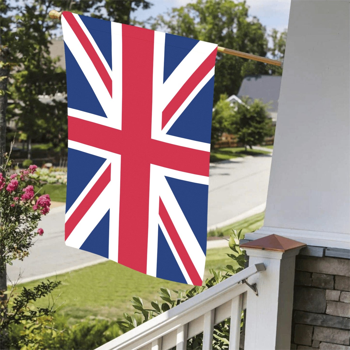 Union Jack flag on porch by Luv My Flag.