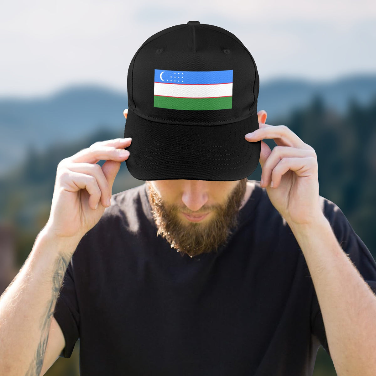 Uzbekistan Flag Inspired Baseball Cap | Printed in the USA