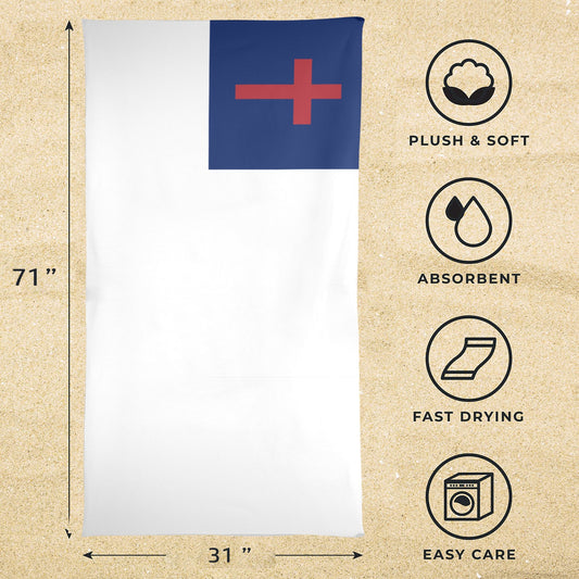 Christian Flag Beach Towel 31"x71" (Made in USA)