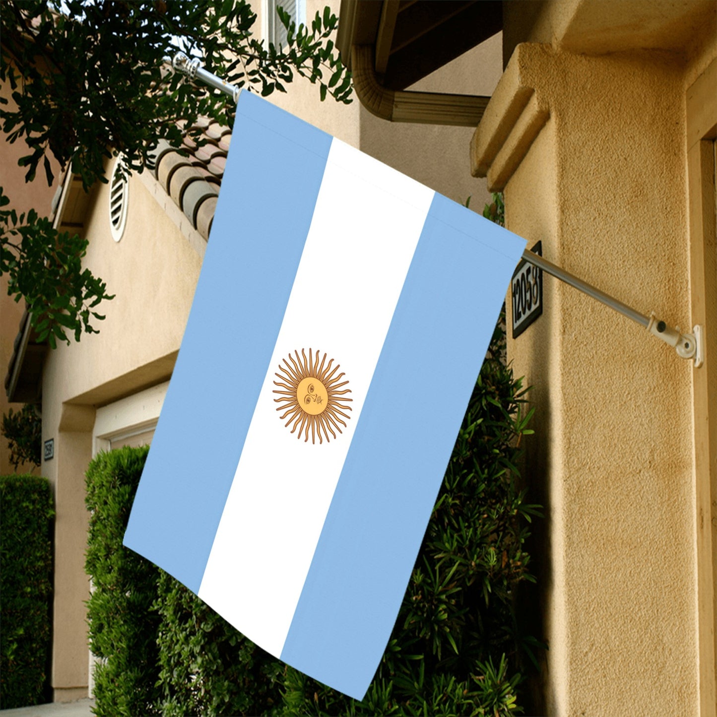 House with Luv My Flag's Argentine flag on display.