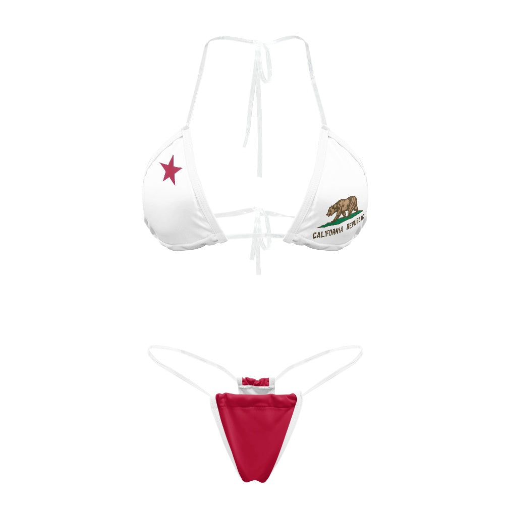 California Flag Inspired Transparent String Thong Bikini