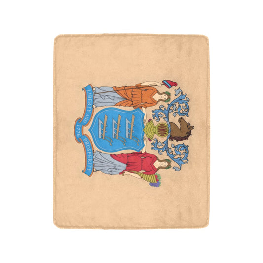 Luv My Flag fleece blanket featuring New Jersey state emblem.