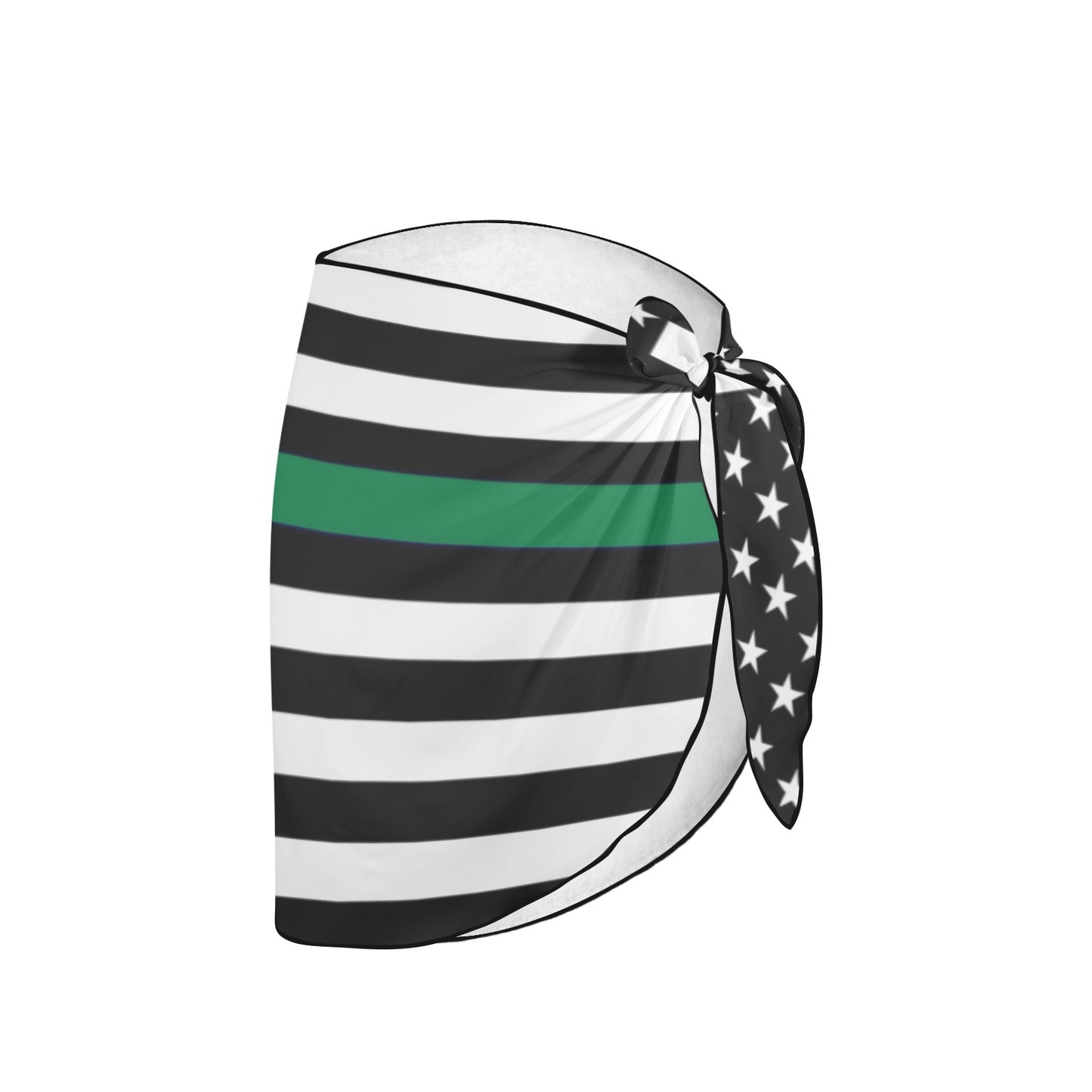 Luv My Flag sarong with green, black, and stars.