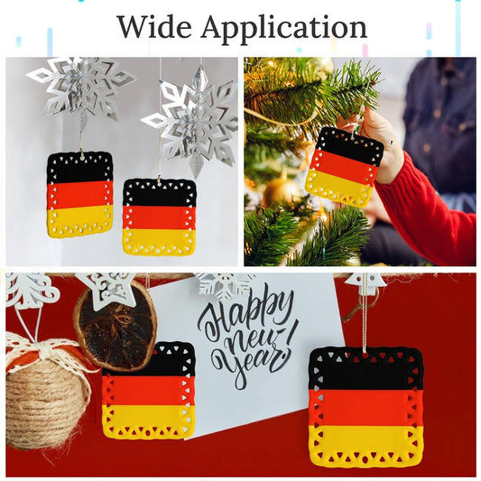 Germany Flag Inspired Square Ceramic Ornament Made in the USA