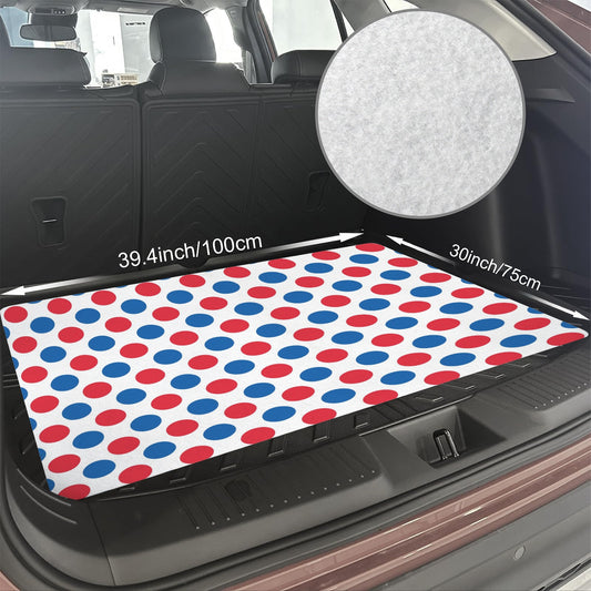 USA/American Flag Inspired Polka Dot Pattern Car Trunk Mat 100 × 75 cm / 39.4 × 30 in Printed in the USA