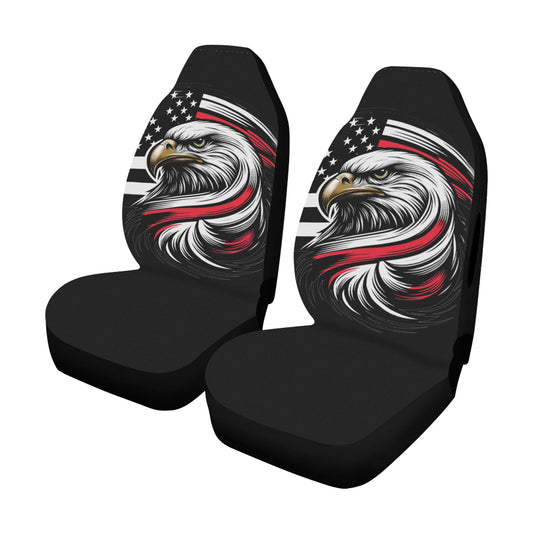 Thin Red Line Flag Eagle Car Seat Cover Airbag Compatible(Set of 2)
