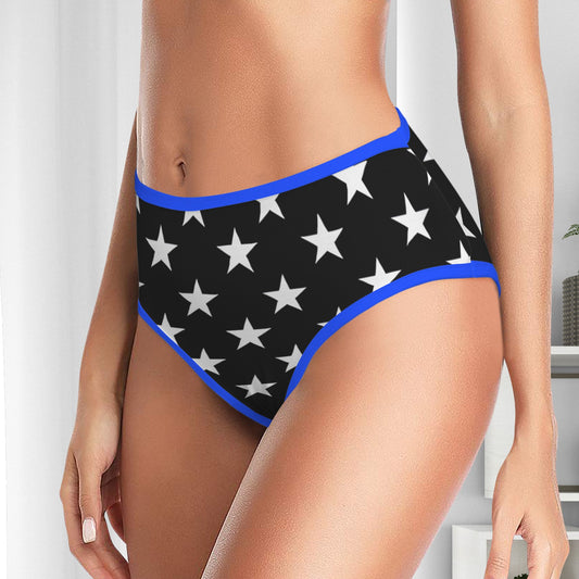 Thin Blue Line Flag Inspired Women's High Waisted Brief