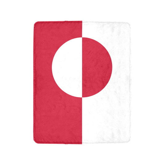 Red and white blanket featuring Greenland flag design. Luv My Flag.