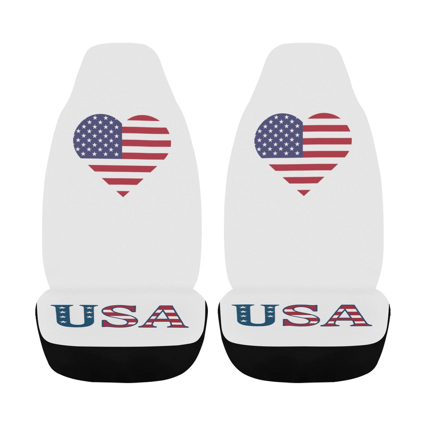 USA/American Flag Heart Car Seat Cover Airbag Compatible(Set of 2)