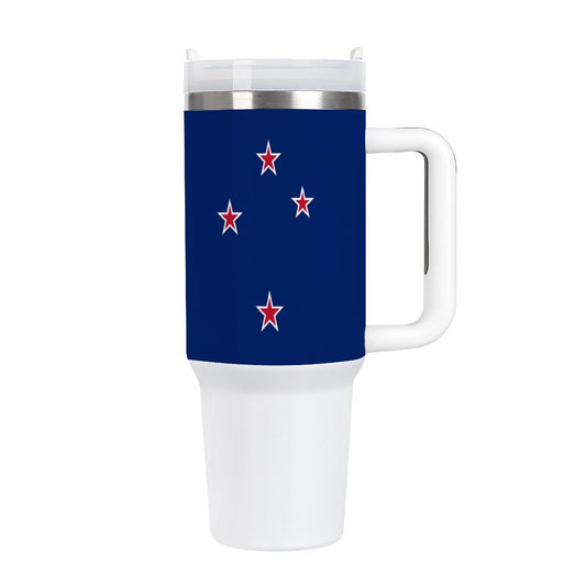 New Zealand flag tumbler with handle.