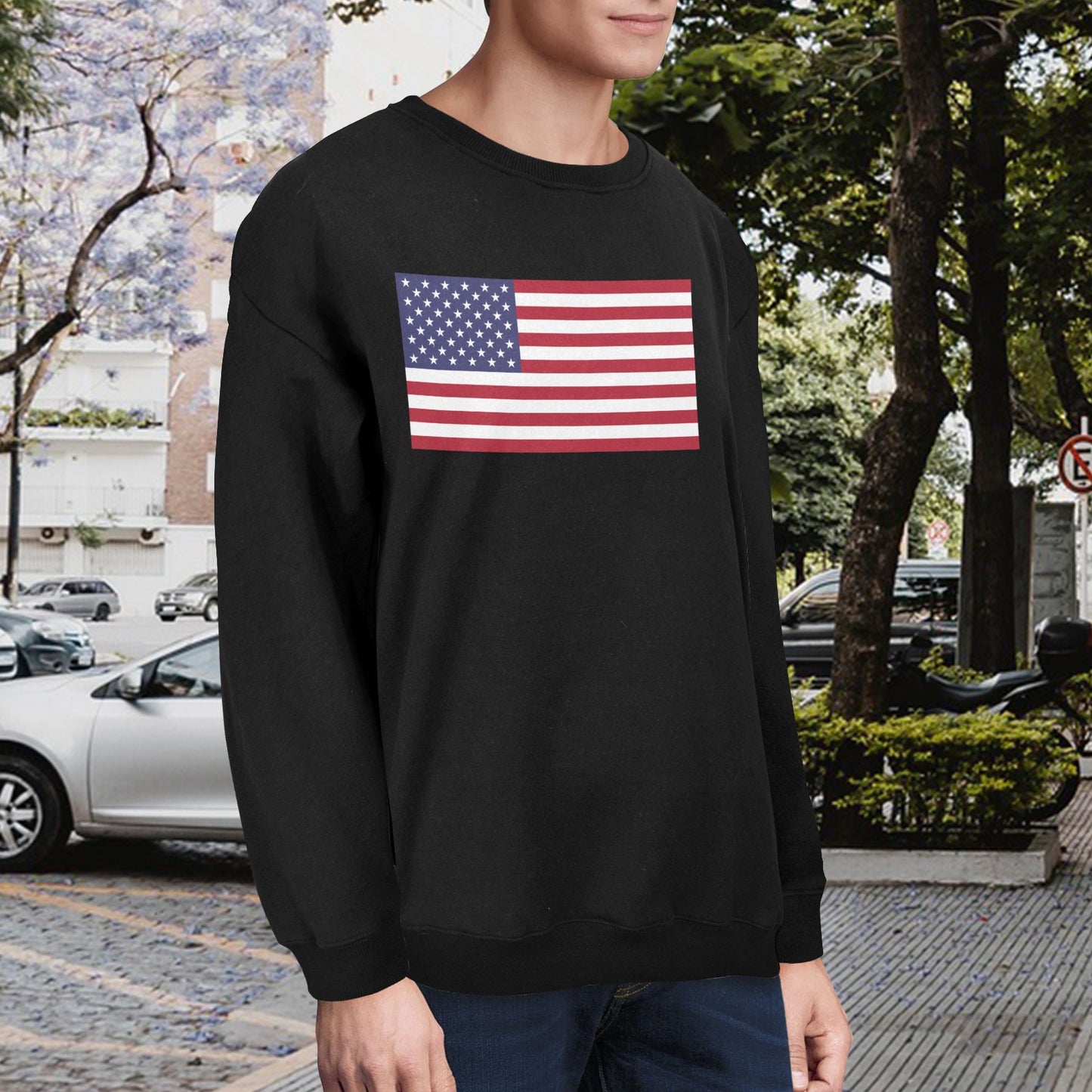 USA/Americna Flag Unisex Fleece Sweatshirt (Made in the USA)