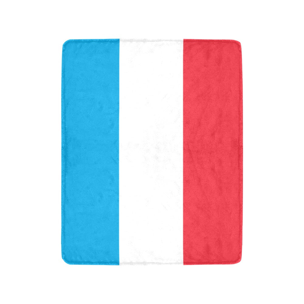 Luv My Flag blanket featuring vertical blue, white, red stripes.