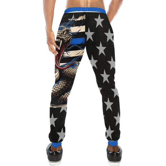 Thin Blue Line Flag Inspired Snake All Over Print Unisex Sweatpants