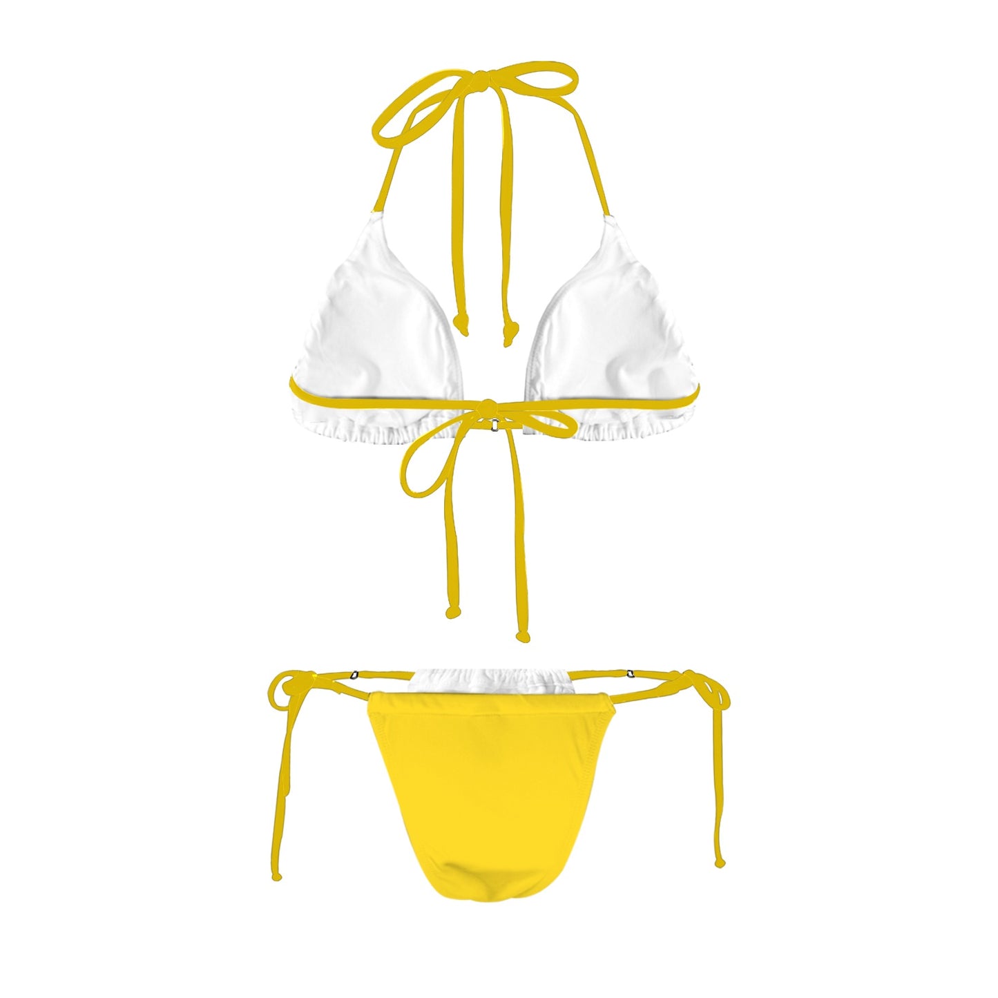 Yellow and white bikini by Luv My Flag brand.