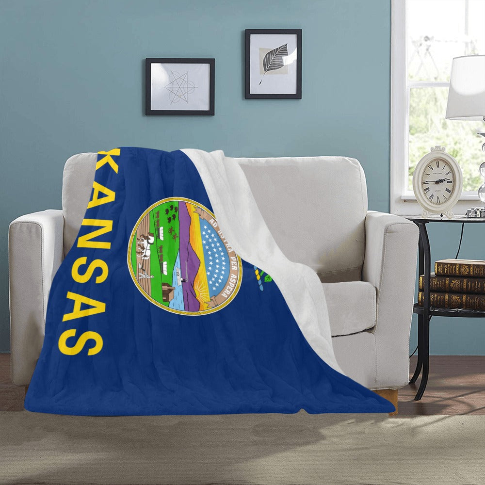Cozy blanket featuring Kansas flag by Luv My Flag.