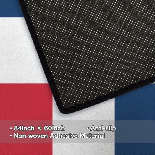 Dominican Republic Flag Inspired 84x60 Inch Area Rug with Black Binding (Made in the USA)