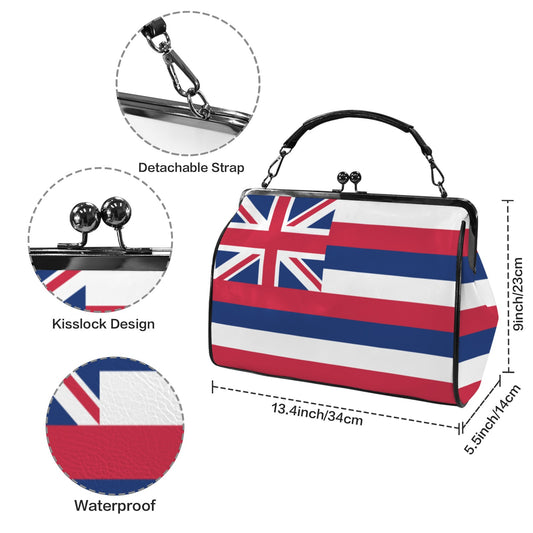 Hawaii Flag Inspired Kisslock Crossbody Shoulder Bag-Large