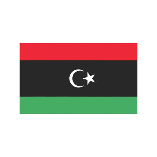 Libya flag by Luv My Flag: red, black, green stripes.