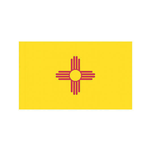 Yellow flag with red Zia sun symbol, Luv My Flag.