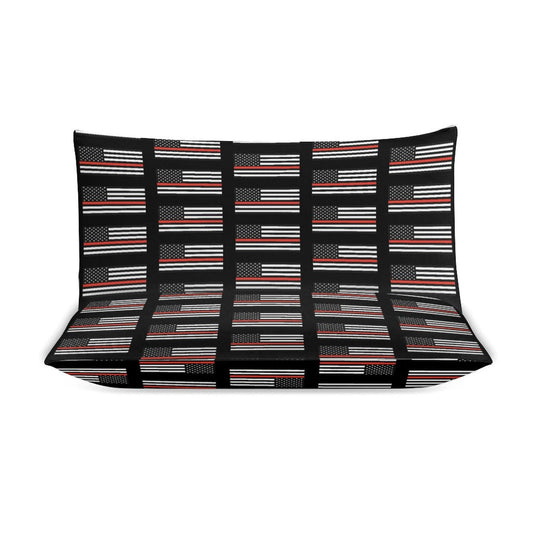 Thin Red Line Flag Inspired 3-Piece Bedding Set (1 Duvet Cover + 2 Pillow Shams) – 102"×90"