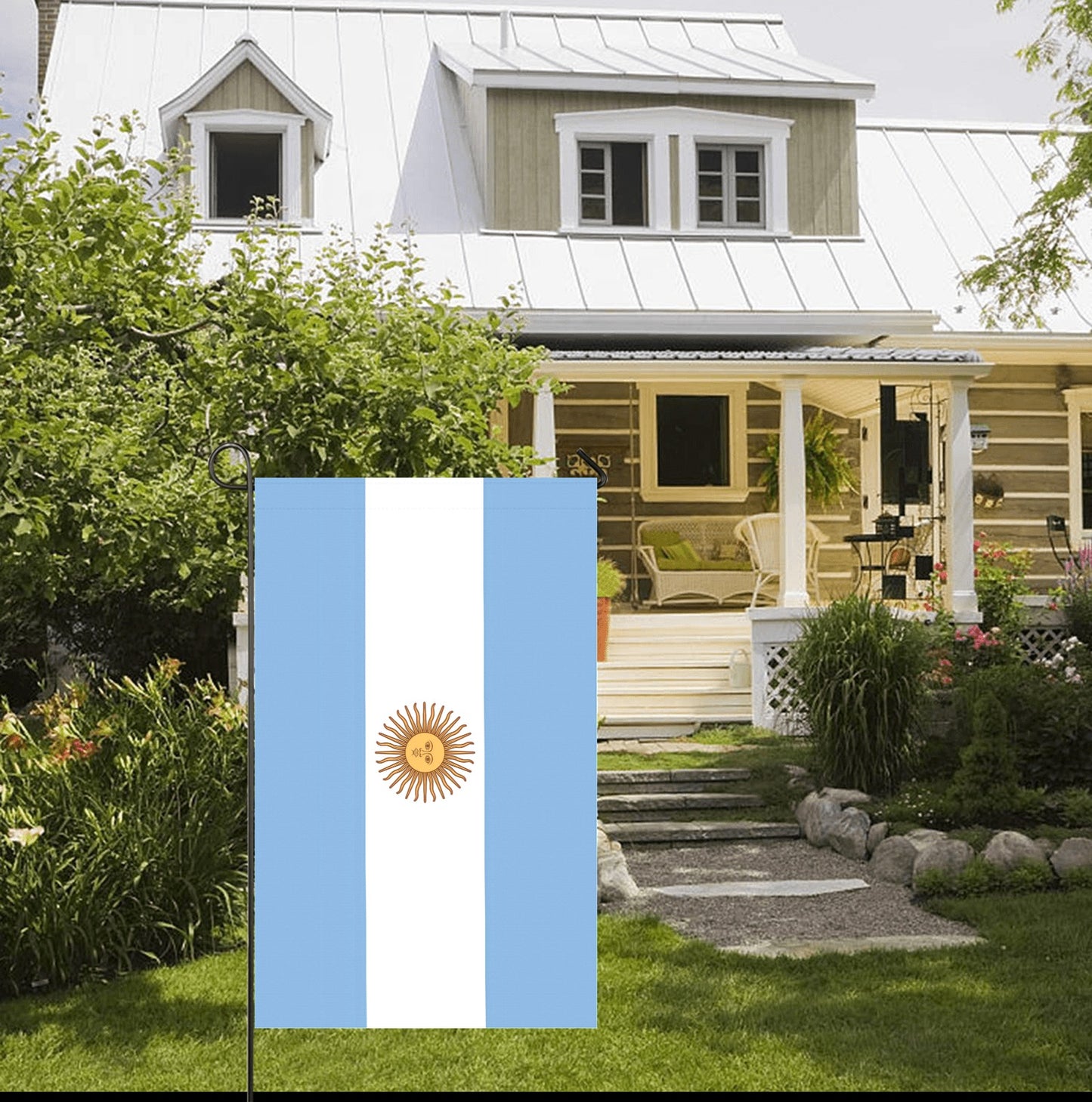 Front yard with Argentina flag by Luv My Flag.