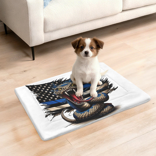 Thin Blue Line Flag Inspired Snake Pet Mat 25x18inch (Made in the USA)