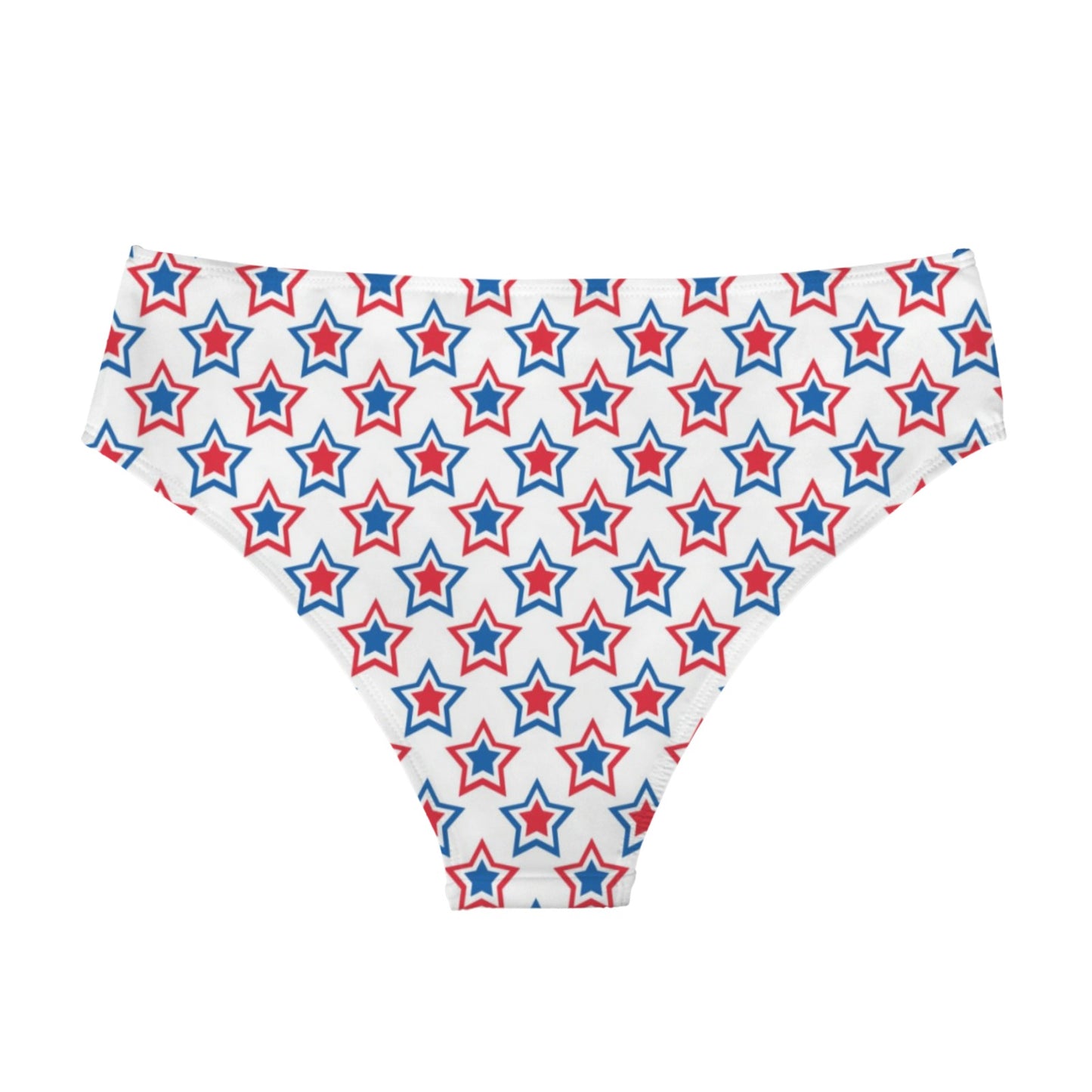 USA/American Flag Inspired Red, White & Blue Stars Pattern High-Waisted Bikini Bottom