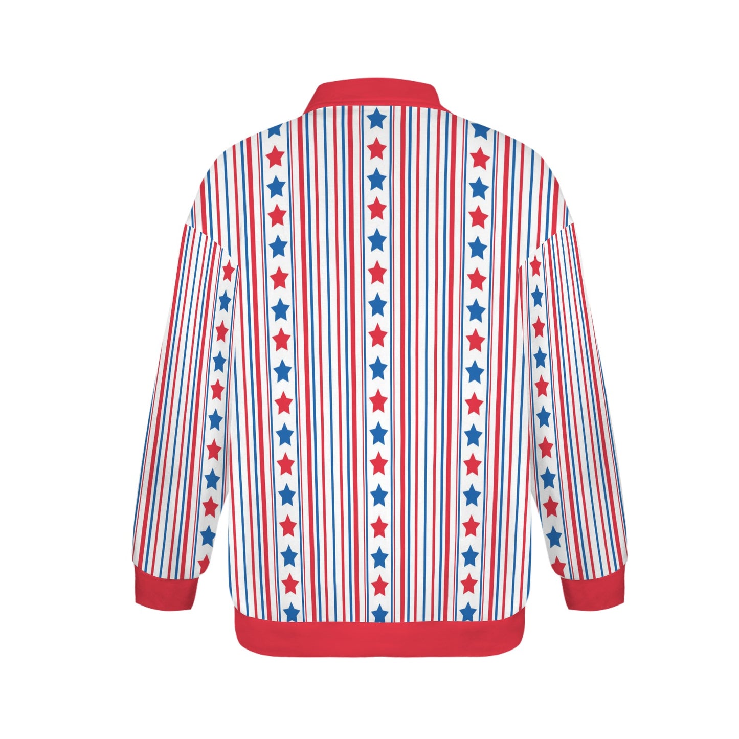 USA/American Flag Stars and Stripes Pattern Women's Quarter Zip Pullover Sweatshirt
