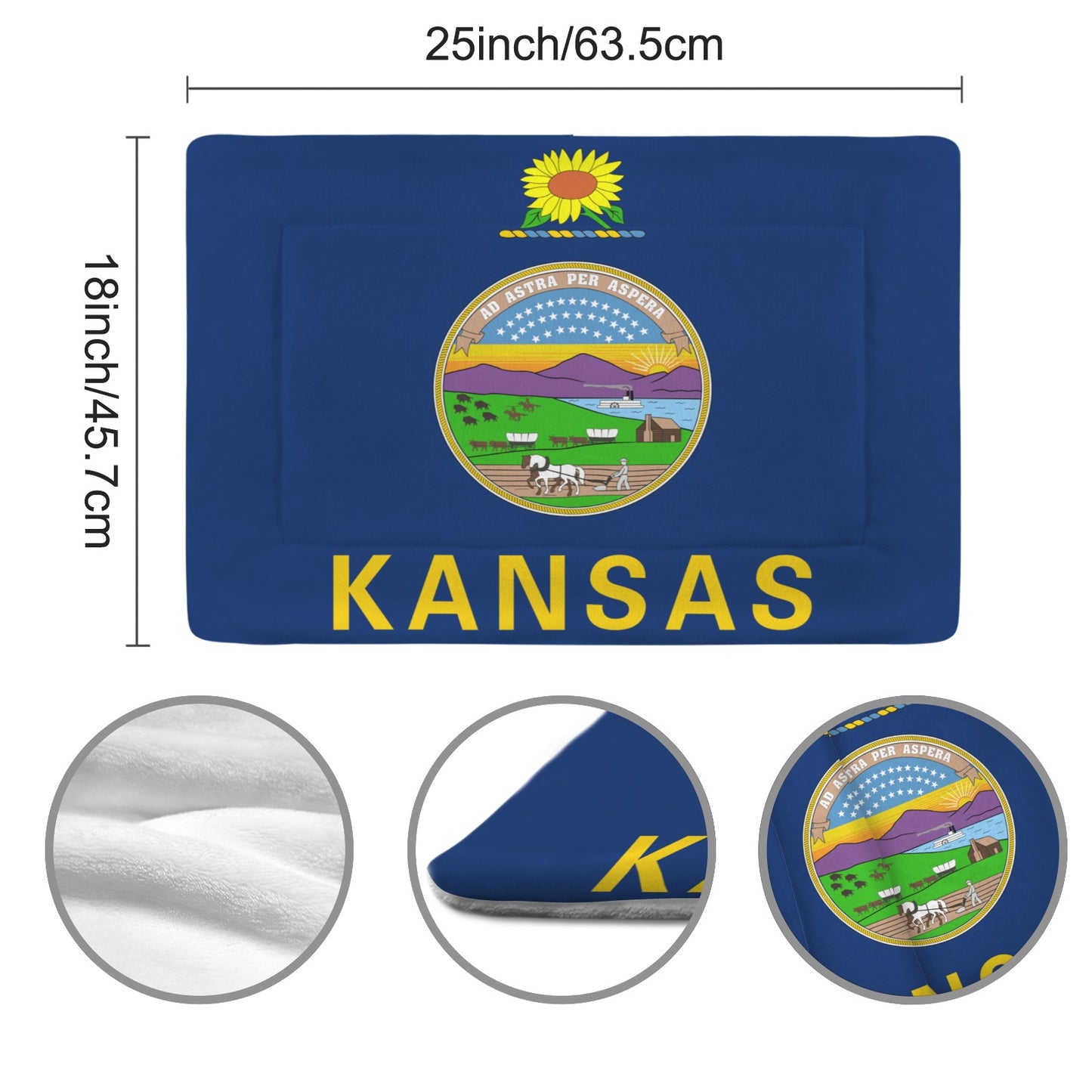 Kansas Flag Inspired Pet Mat 25x18inch (Made in the USA)