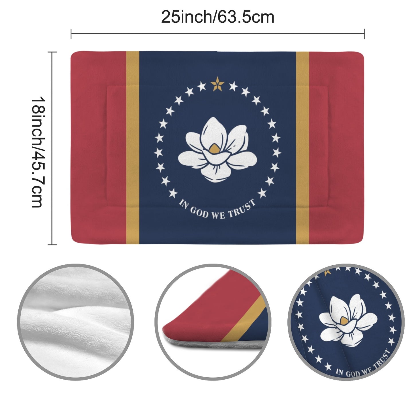 Mississippi Flag Inspired Pet Mat 25x18inch (Made in the USA)