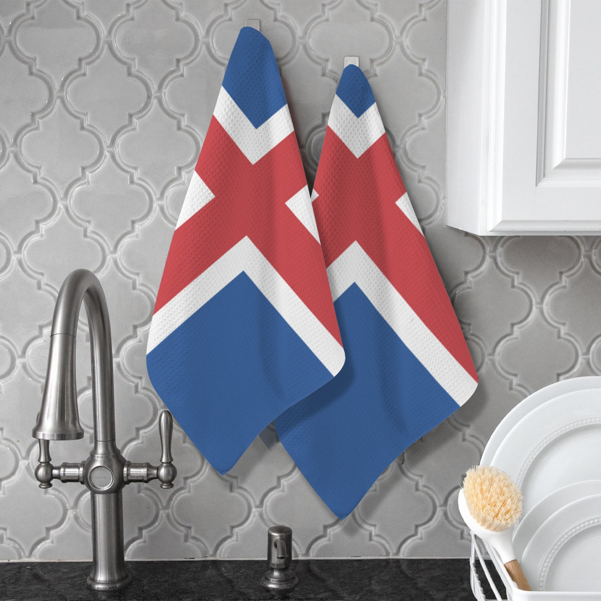 Iceland Flag Inspired Kitchen Towel 40X60cm (Pack of 2) | Printed In the USA