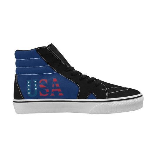 USA/American Flag Inspired "USA" (blue) Men's High Top Canvas Shoes