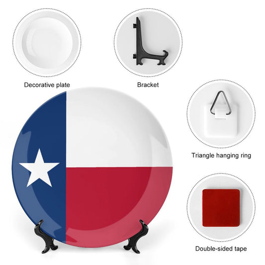 Texas Flag Inspired Bone China Decorative Plate