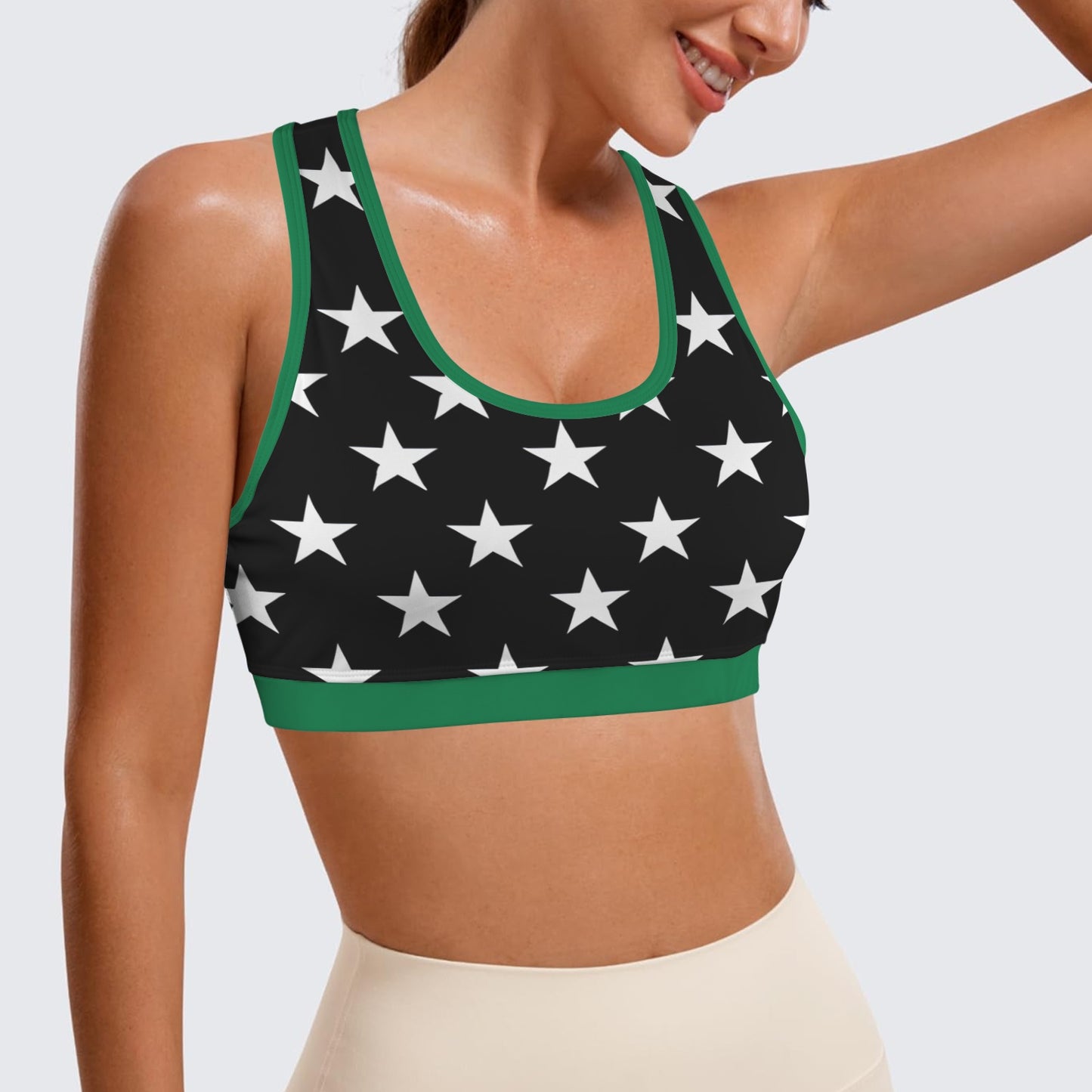 Thin Green Line Flag Racerback Sports Bra