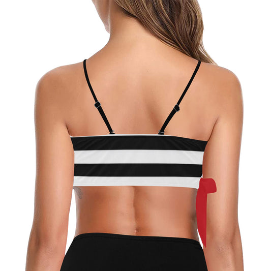 Thin Red Line Flag Inspired Knot Side Bikini Top