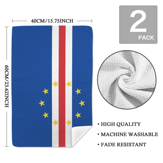 Cape Verde Flag Inspired Kitchen Towel 40X60cm (Pack of 2) | Printed In the USA