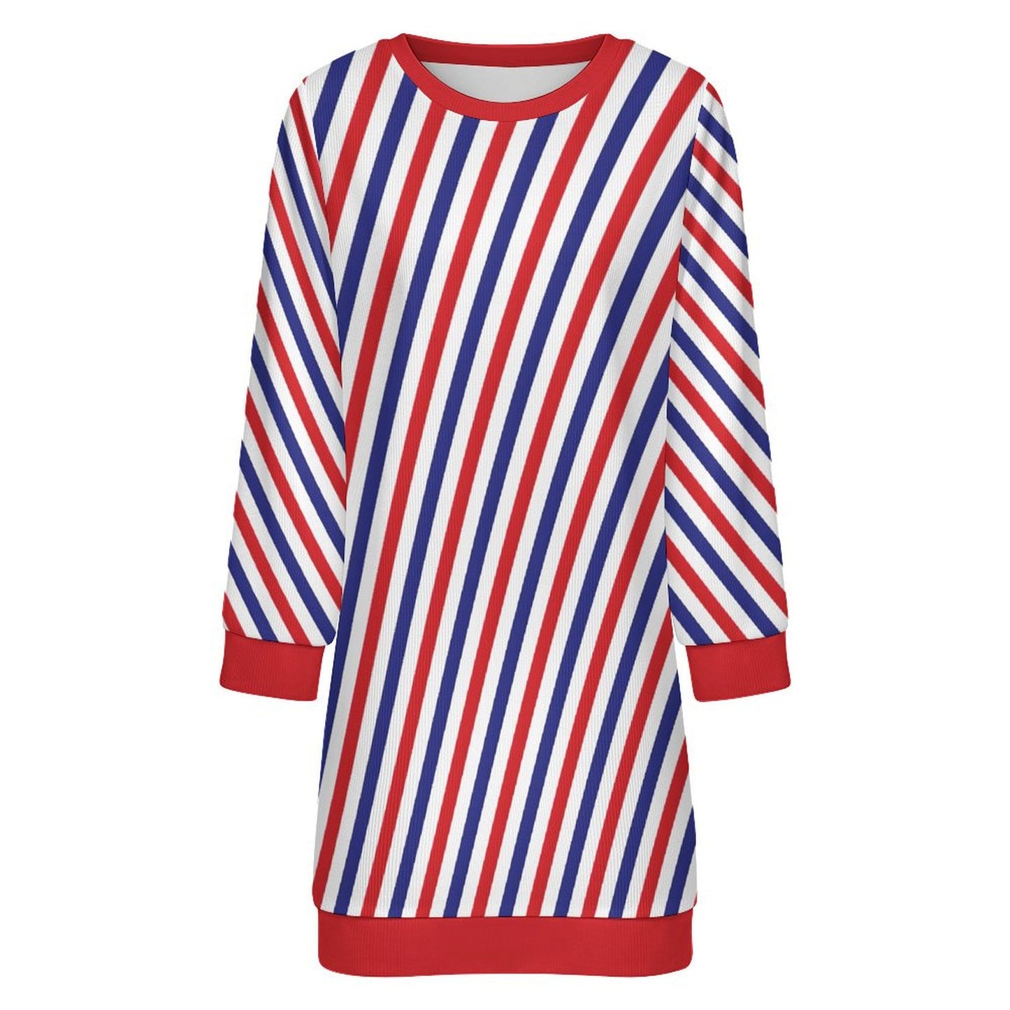 USA/American Flag Inspired Stripes Patternern Sweater Dress