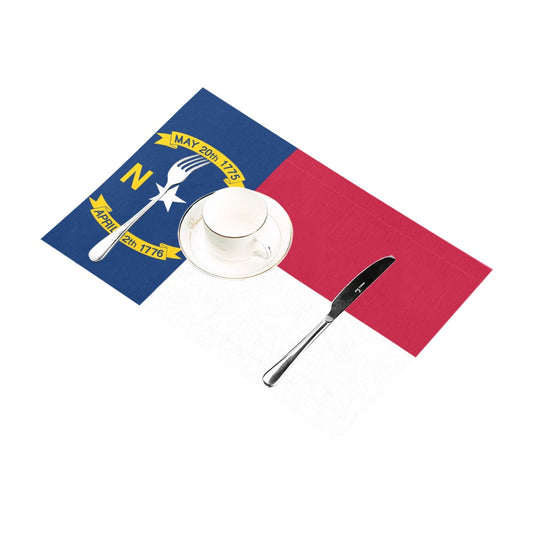 Luv My Flag placemat with cup, saucer, and knife.